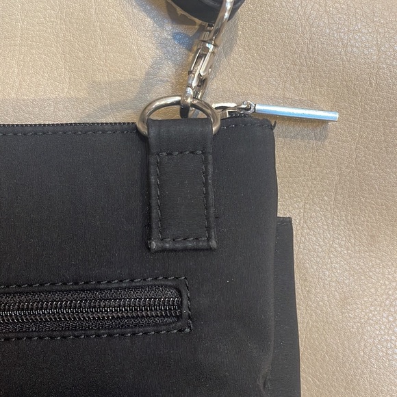 Hobo crossbody bag in black with silver tone hardware, 9 x 6.5 - Picture 5 of 11